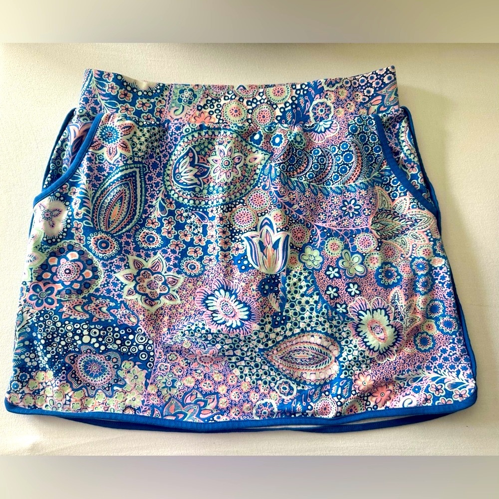 T by Talbots Blue and Pink Floral Paisley Women's Mini Skort